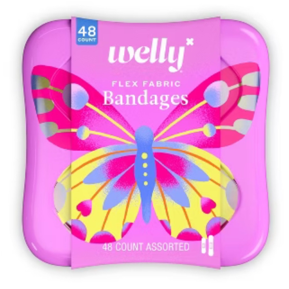 Welly Flex Fabric Bandages - Pink and Yellow‎ Butterfly Design